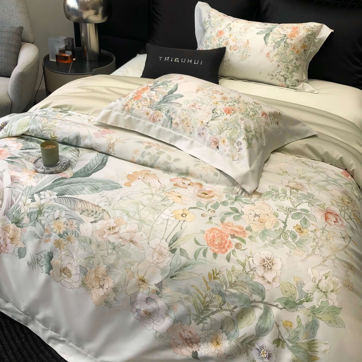 91家纺网 家纺一手货源 找家纺 （总）2025新款高支高密长绒棉大版数码印花双拼系列四件套【券后不低于388】