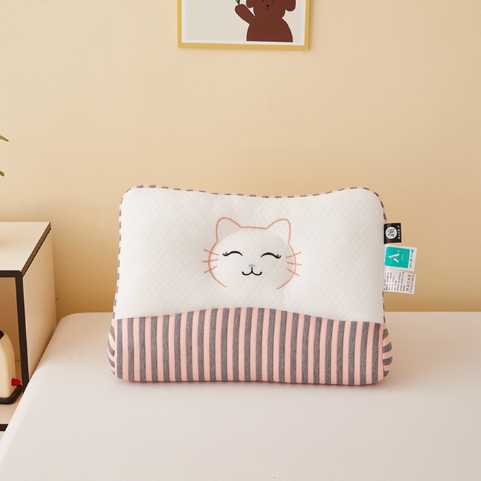 91家纺网 家纺一手货源 找家纺 （总）幸运草 2025新款针织可爱猫耳朵反牵引颈椎枕头  学生宿舍枕芯