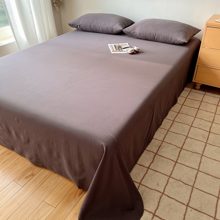 91家纺网 家纺一手货源 找家纺 蜜宿 2025新款A类全棉人字纹床单 床单：炭灰