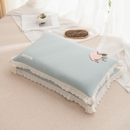 91家纺网 家纺一手货源 找家纺 （总）仁宇枕业 2025新款新品全棉水洗棉蕾丝边水蜜桃荞麦枕枕头枕芯