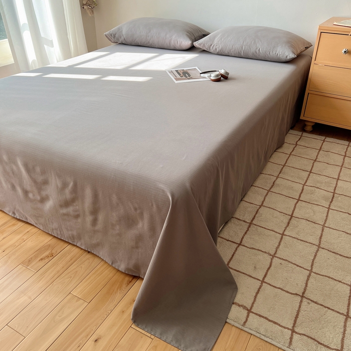 91家纺网 家纺一手货源 找家纺 蜜宿 2025新款A类全棉人字纹床单 床单：浅灰