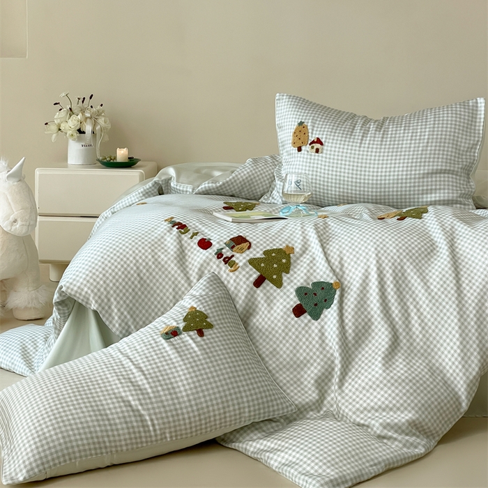 91家纺网 家纺一手货源 找家纺 （总）2025新款60S兰精天丝卡通毛巾绣四件套-暗合款