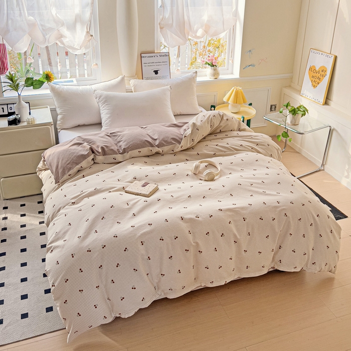 91家纺网 家纺一手货源 找家纺 依庭 2025新款全棉印花花卉款四件套单品系列-单被套 樱姿