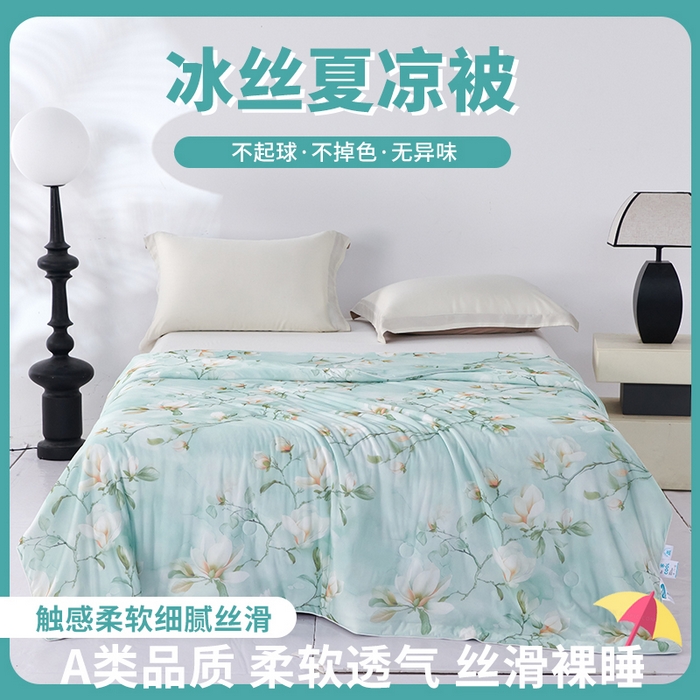 91家纺网 家纺一手货源 找家纺 好老表被业 2025新款亲肤舒适3D印花凉感丝夏被夏凉被空调被 朝花夕拾