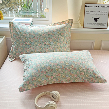 91家纺网 家纺一手货源 找家纺 （总）依庭 2025新款全棉印花花卉款四件套单品系列-单枕套