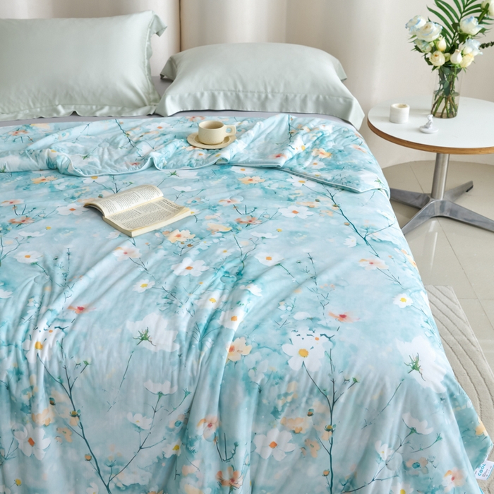 91家纺网 家纺一手货源 找家纺 好老表被业 2025新款亲肤舒适3D印花凉感丝夏被夏凉被空调被 似水流年