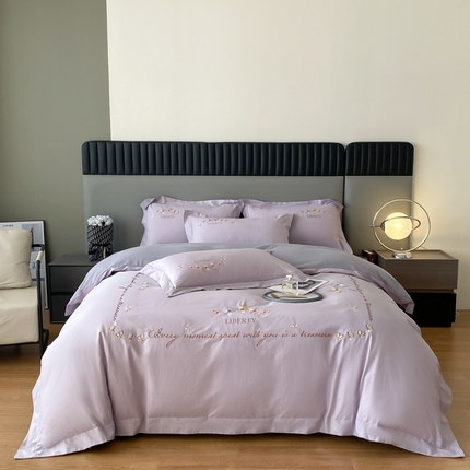 91家纺网 家纺一手货源 找家纺 （总）青柚 2025新款青柚绮梦磨毛刺绣四件套