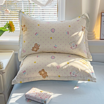 依庭 2025新款全棉印花花卉款四件套单品系列-单枕套 芋泥小狗