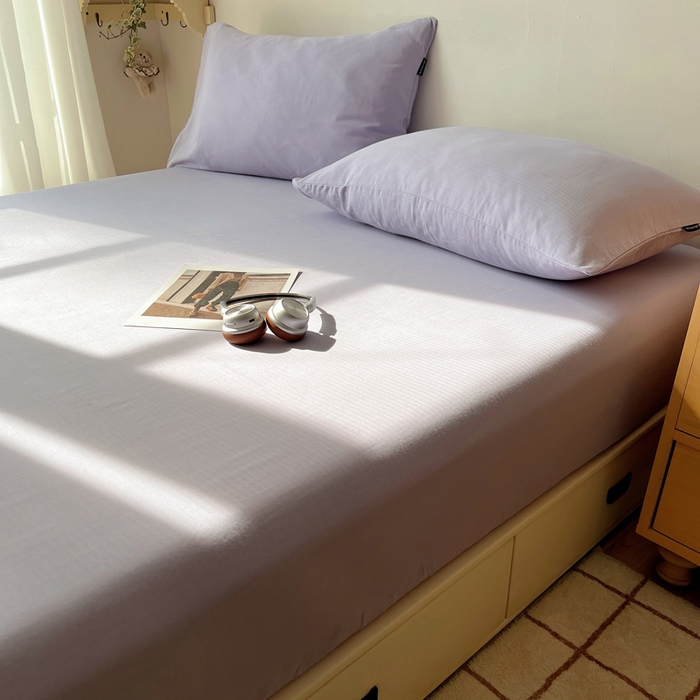 91家纺网 家纺一手货源 找家纺 蜜宿 2025新款A类全棉人字纹床笠（加高） 床笠：梦紫