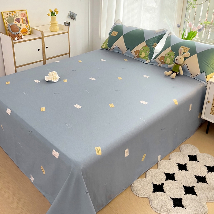 91家纺网 家纺一手货源 找家纺 依庭 2025新款全棉印花花卉款四件套单品系列-单床单 淘淘龙-B版