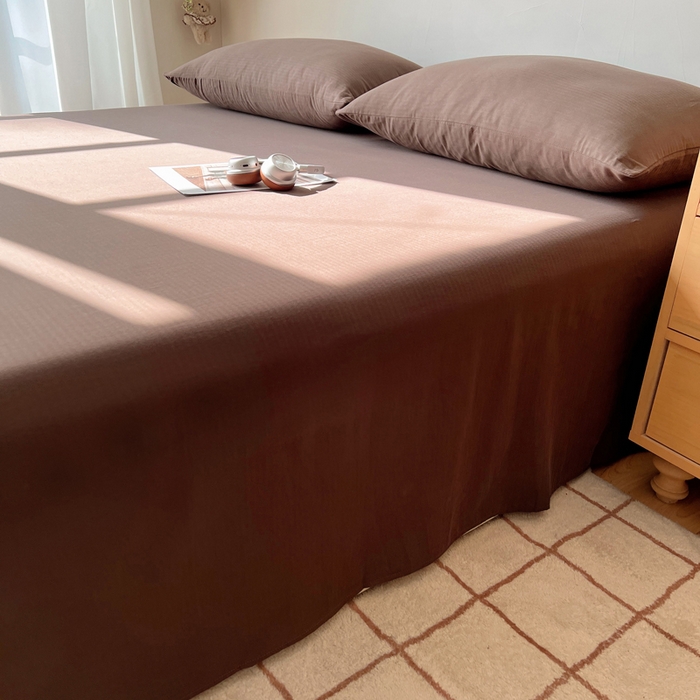 91家纺网 家纺一手货源 找家纺 蜜宿 2025新款A类全棉人字纹床单 床单：深棕