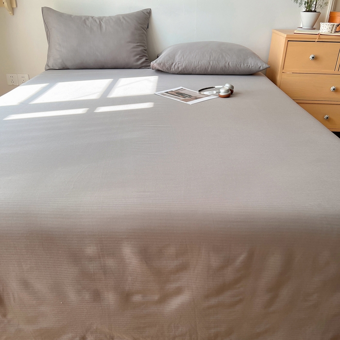 91家纺网 家纺一手货源 找家纺 蜜宿 2025新款A类全棉人字纹床单 床单：浅灰