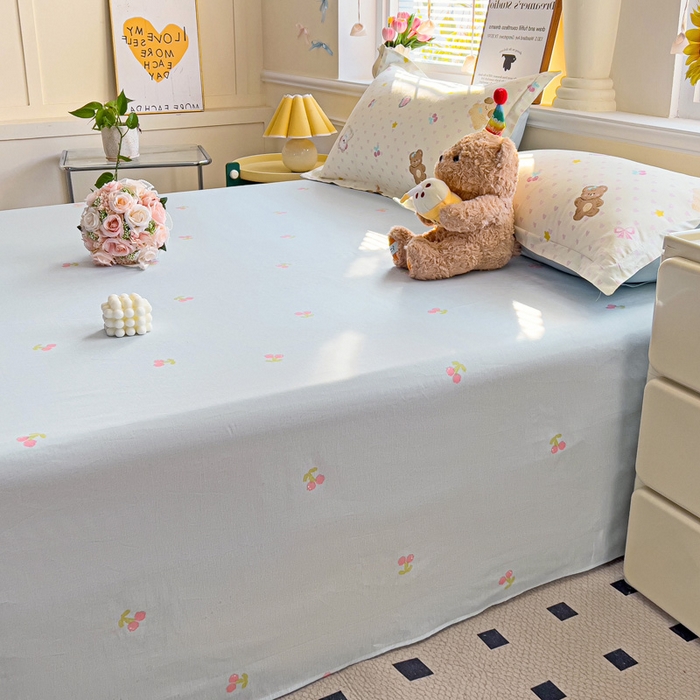 91家纺网 家纺一手货源 找家纺 依庭 2025新款全棉印花花卉款四件套单品系列-单床单 芋泥小狗