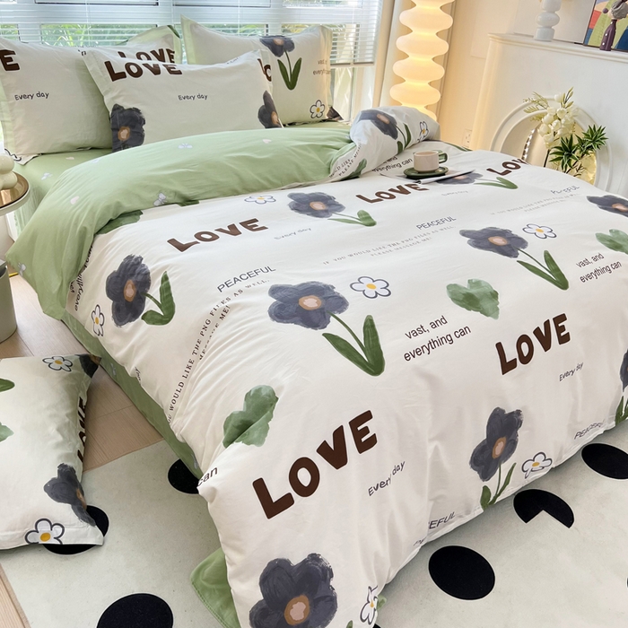 91家纺网 家纺一手货源 找家纺 依庭 2025新款全棉印花花卉款四件套单品系列-单被套 绿芙