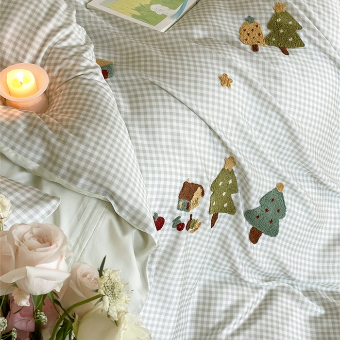 91家纺网 家纺一手货源 找家纺 （总）2025新款60S兰精天丝卡通毛巾绣四件套-暗合款