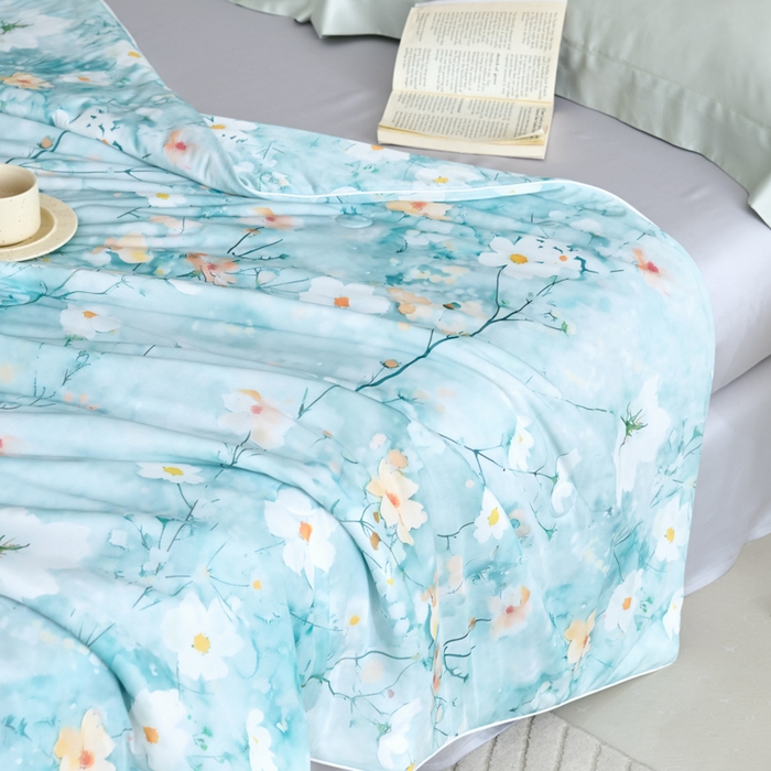 91家纺网 家纺一手货源 找家纺 好老表被业 2025新款亲肤舒适3D印花凉感丝夏被夏凉被空调被 似水流年