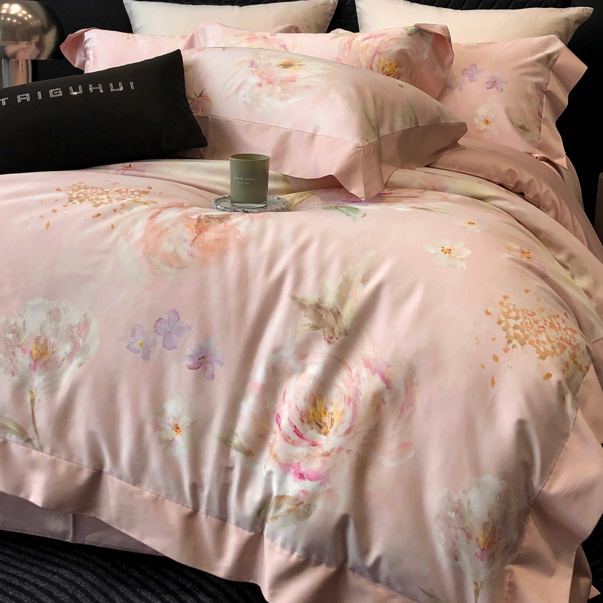 91家纺网 家纺一手货源 找家纺 2025年高支高密长绒棉专版活性数码印花系列四件套【券后控价——券后不低于378】 莉安娜-粉