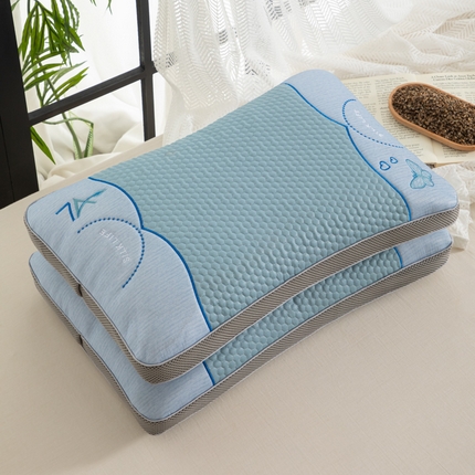 织布人 2025新款荞麦枕夏季凉感枕7A级凉感防出汗夏凉枕成人家用颈椎硬枕 7A凉感刺绣蝴蝶枕-蓝色茶香枕