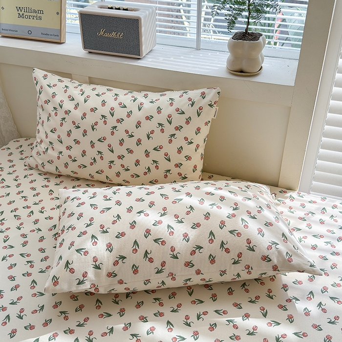 91家纺网 家纺一手货源 找家纺 吉象家纺 2025新款老粗布三件套-床单款 朵朵郁金香