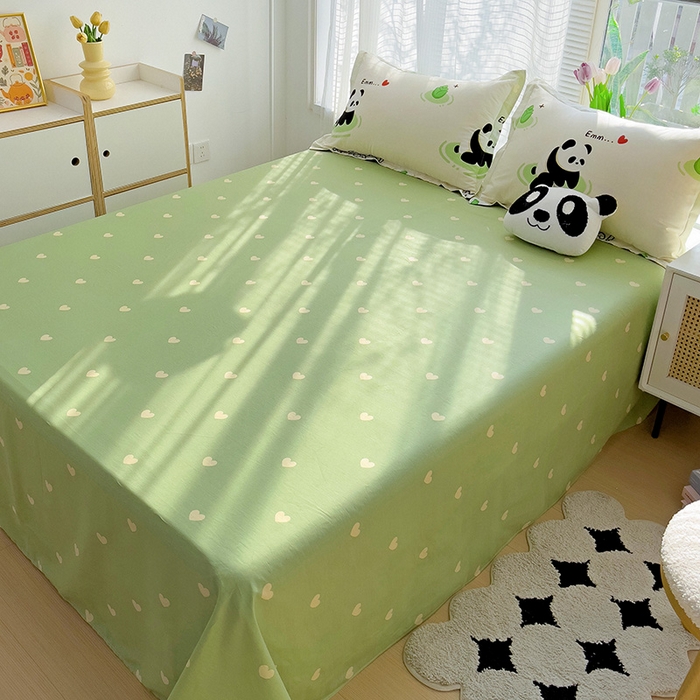 91家纺网 家纺一手货源 找家纺 依庭 2025新款全棉印花花卉款四件套单品系列-单床单 熊猫乐园