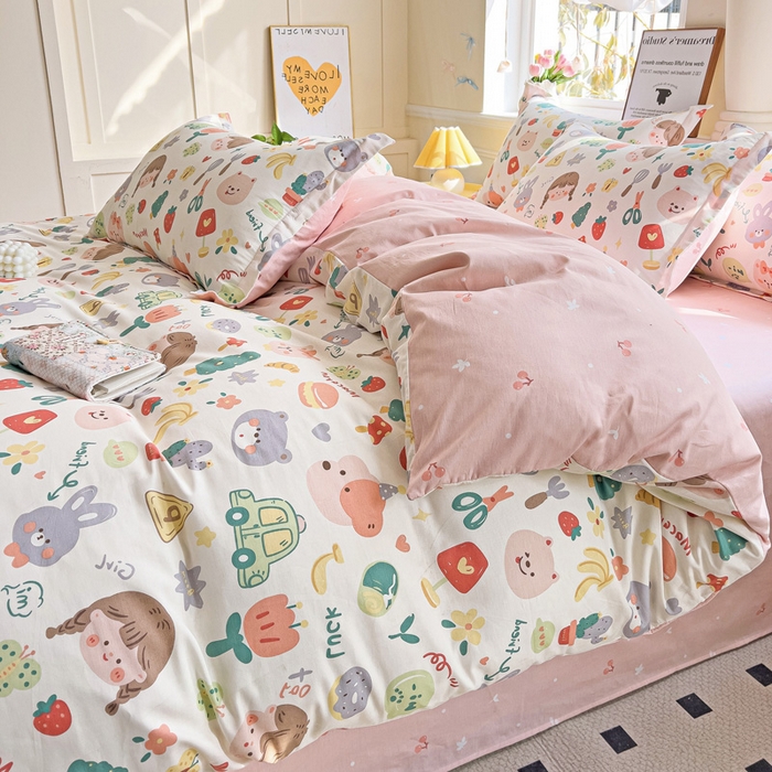 91家纺网 家纺一手货源 找家纺 依庭 2025新款全棉印花花卉款四件套单品系列-单被套 彩绘世界