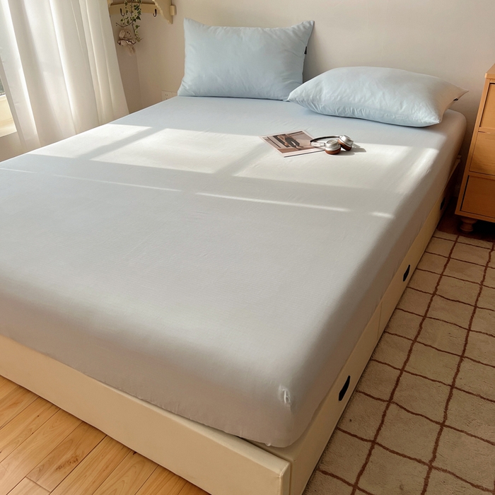 91家纺网 家纺一手货源 找家纺 蜜宿 2025新款A类全棉人字纹床笠（加高） 床笠：樱兰