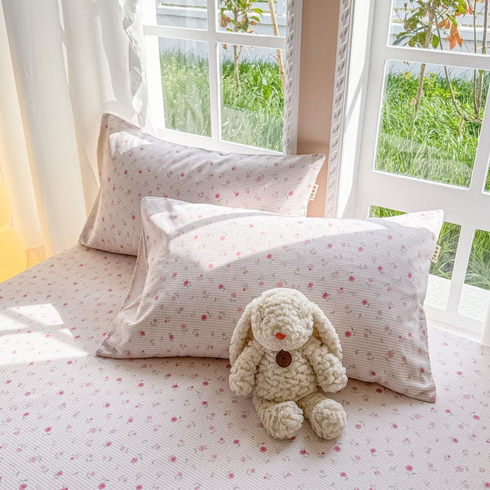 91家纺网 家纺一手货源 找家纺 吉象家纺 2025新款老粗布三件套-床单款 花遇