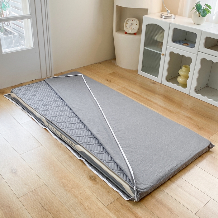 91家纺网 家纺一手货源 找家纺 凌云家纺 2025新款A类全棉水洗棉床垫套 烟灰