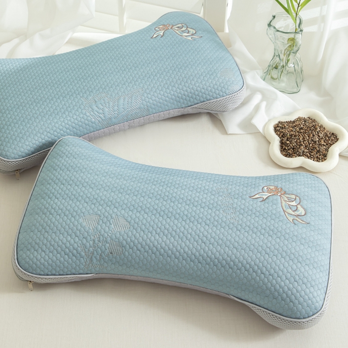 91家纺网 家纺一手货源 找家纺 织布人 2025新款荞麦枕夏季凉感豆豆枕茶叶枕夏凉荞麦枕学生成人家用硬枕 夏凉豆豆颈椎反弓款-反弓蝴蝶蓝茶香枕