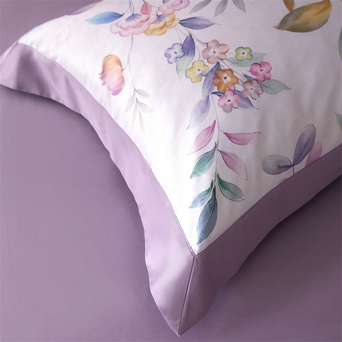 91家纺网 家纺一手货源 找家纺 宏羽纺家纺 2025年高支高密大版数码印花春夏新品 花家境-风铃紫