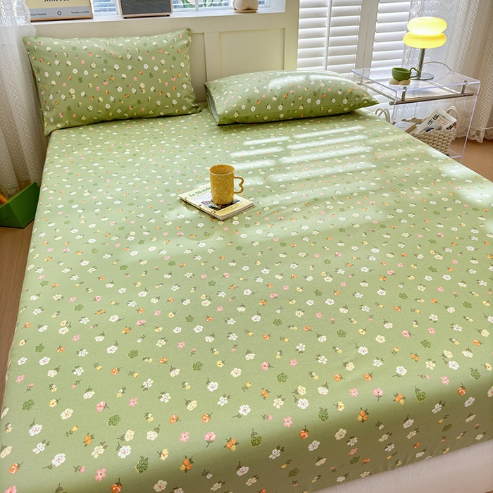 91家纺网 家纺一手货源 找家纺 2025新款老粗布三件套-床笠款 春色