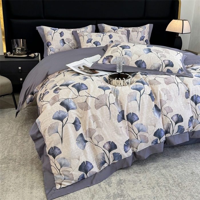 91家纺网 家纺一手货源 找家纺 宏羽纺家纺 2025年高支高密大版数码印花春夏新品 叶意浓