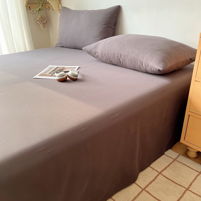 91家纺网 家纺一手货源 找家纺 蜜宿 2025新款A类全棉人字纹床单 床单：炭灰