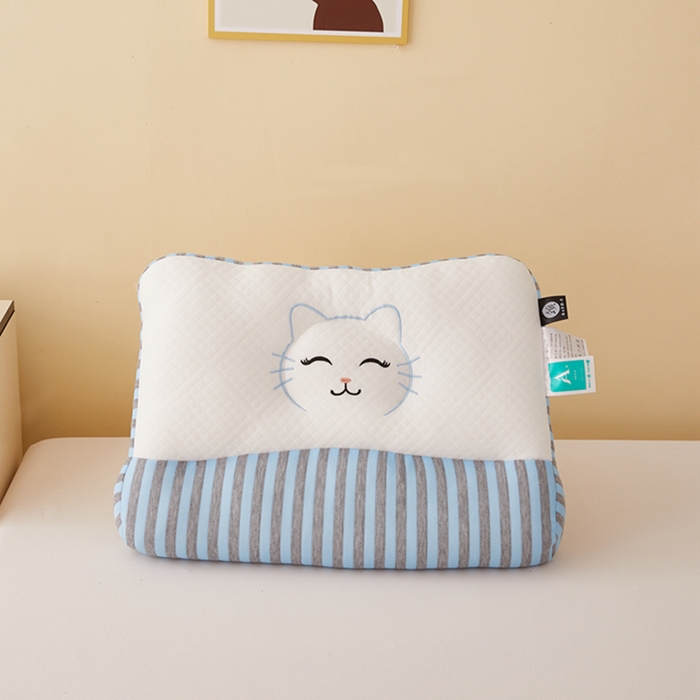 91家纺网 家纺一手货源 找家纺 （总）幸运草 2025新款针织可爱猫耳朵反牵引颈椎枕头  学生宿舍枕芯