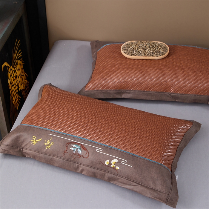 91家纺网 家纺一手货源 找家纺 织布人 2025新款荞麦枕夏季凉感科技布PE藤枕夏凉枕头成人家用防出汗枕头 夏凉科技布PE藤枕-咖色【茶香枕】 