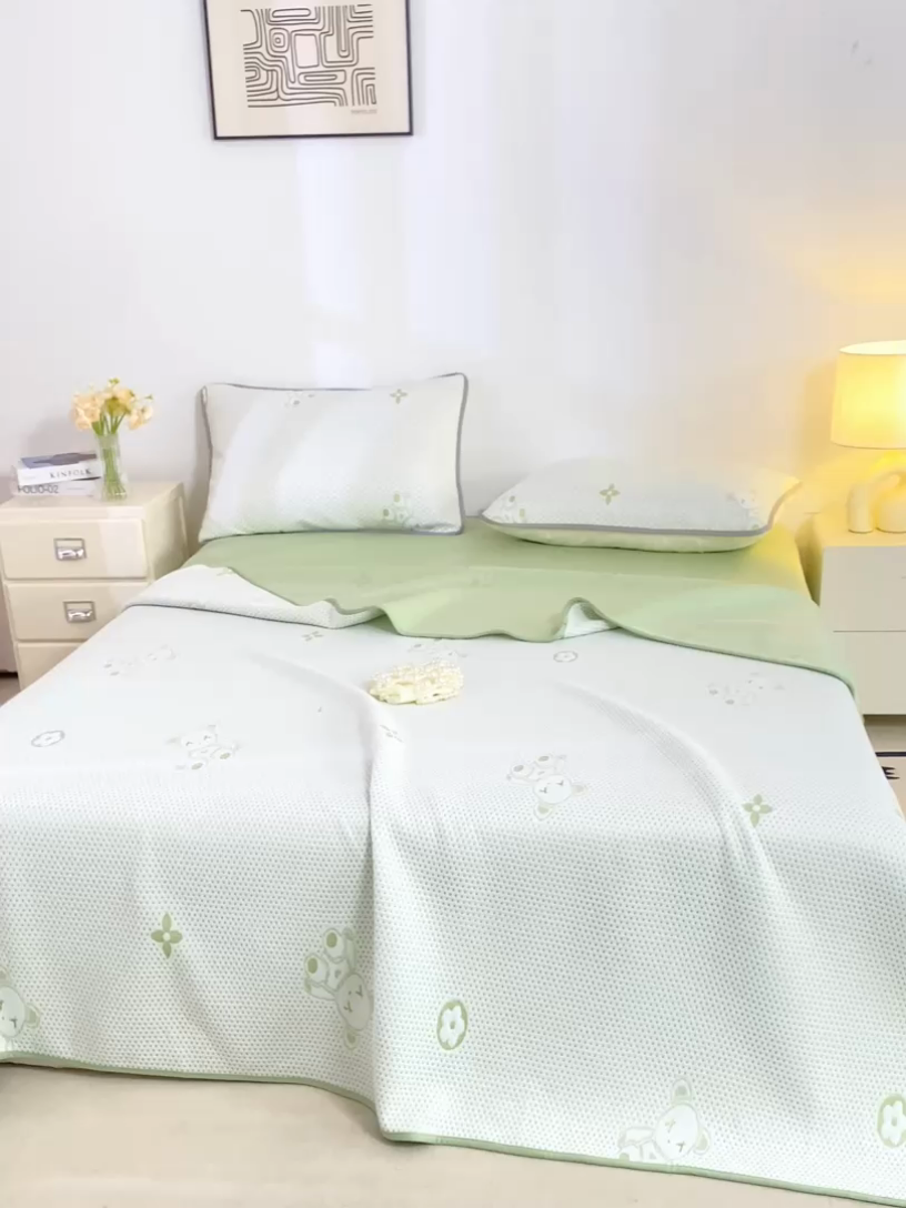 91家纺网 家纺一手货源 找家纺 （总）梦初语 2025新款A类华夫格冰豆豆夏被子针织提花凉感夏凉被单双人空调被可机水洗