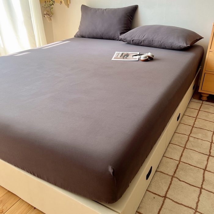 91家纺网 家纺一手货源 找家纺 蜜宿 2025新款A类全棉人字纹床笠（加高） 床笠：炭灰