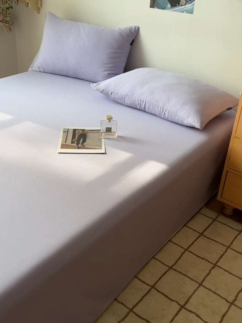 91家纺网 家纺一手货源 找家纺 蜜宿 2025新款A类全棉人字纹床单 床单：梦紫