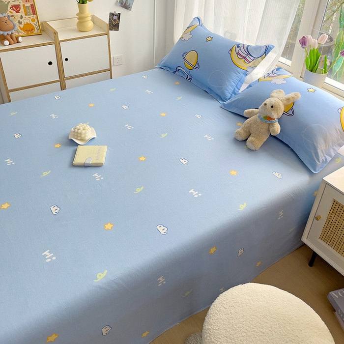 91家纺网 家纺一手货源 找家纺 依庭 2025新款全棉印花花卉款四件套单品系列-单床单 探索星球-B版