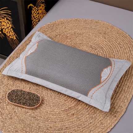 织布人 2025新款荞麦枕夏季凉感科技布PE藤枕夏凉枕头成人家用防出汗枕头 夏凉冰藤枕-银杏灰【荞麦枕】