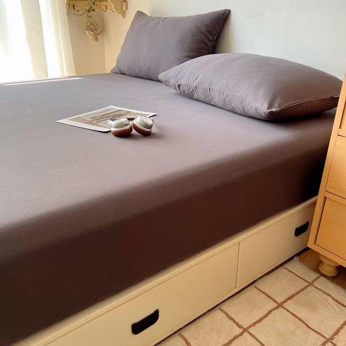 91家纺网 家纺一手货源 找家纺 蜜宿 2025新款A类全棉人字纹床笠（加高） 床笠：炭灰