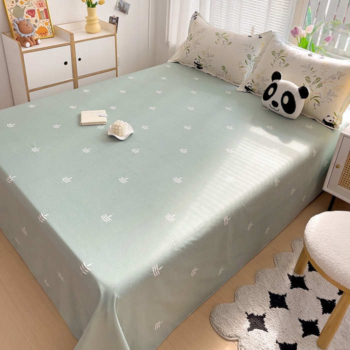 91家纺网 家纺一手货源 找家纺 依庭 2025新款全棉印花花卉款四件套单品系列-单床单 熊猫仔仔