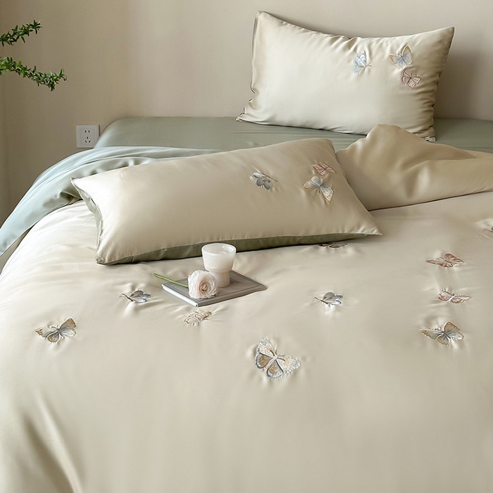 91家纺网 家纺一手货源 找家纺 2025新款奥地利60支兰精天丝蝴蝶套件-晨曦 晨曦-绿