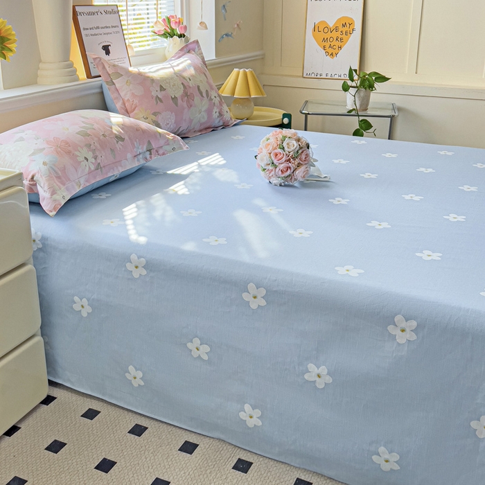 91家纺网 家纺一手货源 找家纺 依庭 2025新款全棉印花花卉款四件套单品系列-单床单 晚色芳莲-B版