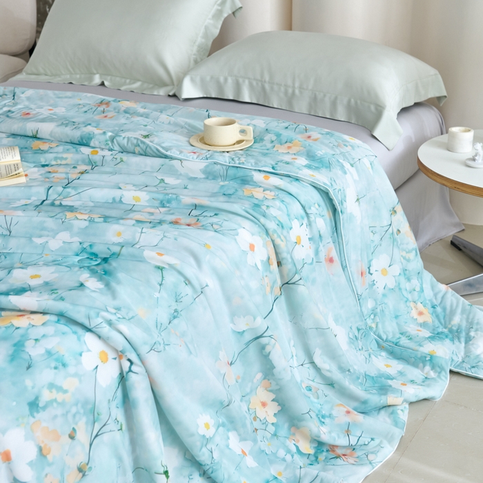 91家纺网 家纺一手货源 找家纺 好老表被业 2025新款亲肤舒适3D印花凉感丝夏被夏凉被空调被 似水流年