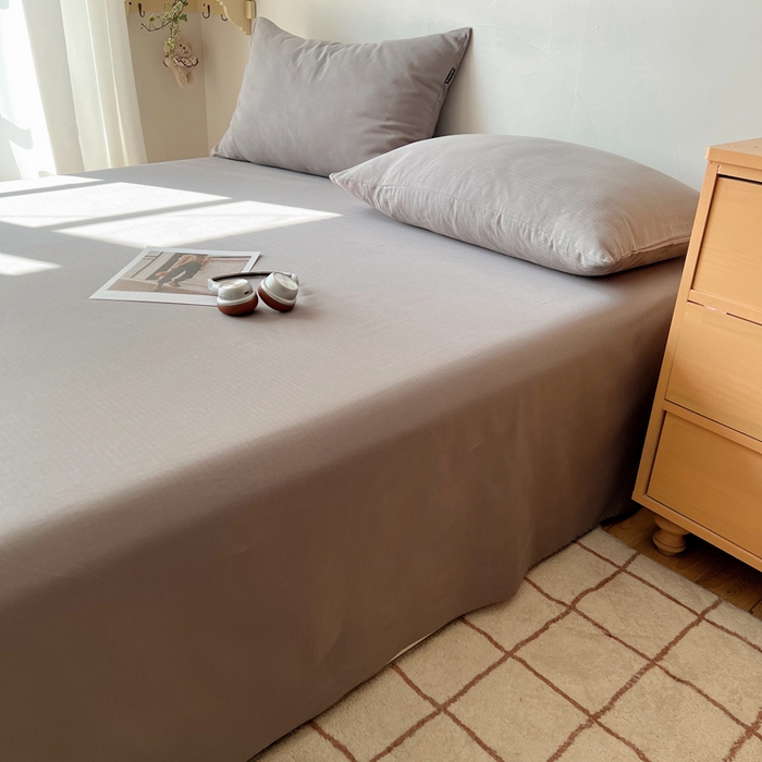 91家纺网 家纺一手货源 找家纺 蜜宿 2025新款A类全棉人字纹床单 床单：浅灰