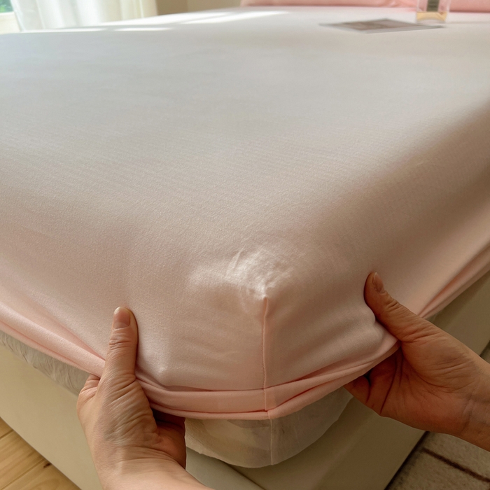 91家纺网 家纺一手货源 找家纺 蜜宿 2025新款A类全棉人字纹床笠（加高） 床笠：樱粉