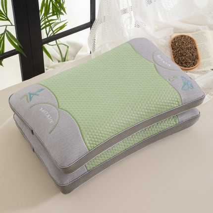 织布人 2025新款荞麦枕夏季凉感枕7A级凉感防出汗夏凉枕成人家用颈椎硬枕 7A凉感刺绣蝴蝶枕-绿色茶香枕