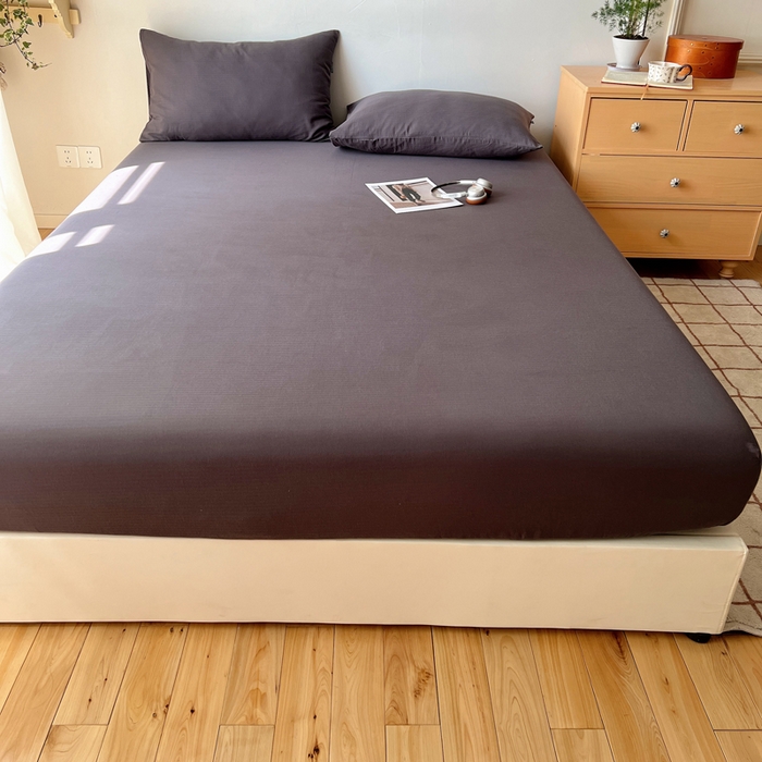 91家纺网 家纺一手货源 找家纺 蜜宿 2025新款A类全棉人字纹床笠（加高） 床笠：炭灰