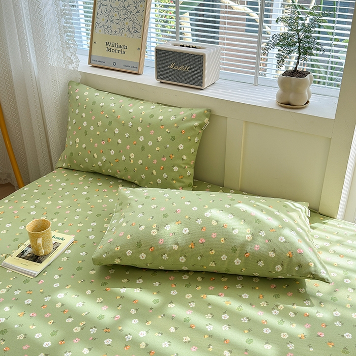 91家纺网 家纺一手货源 找家纺 2025新款老粗布三件套-床笠款 春色